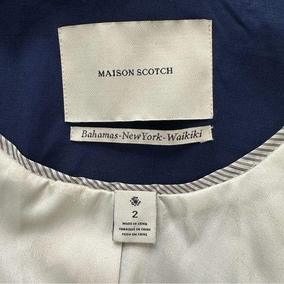 Maison Scotch Double Breasted Blazer SZ 2 Navy Blue Anchor Buttons Classic GUC - Picture 2 of 10
